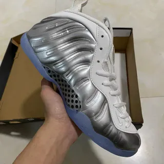 Nike Air Foamposite One Metallic Silver White Blue Basketball Shoes