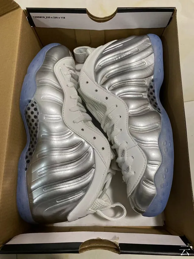 Nike Air Foamposite One Metallic Silver White Blue Basketball Shoes 6