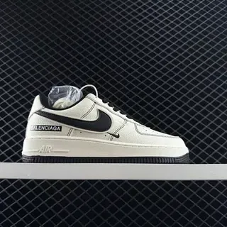 Nike Air Force 1 Balenciaga सहयोग Off-White और ब्लैक लाइफस्टाइल स्नीकर्स