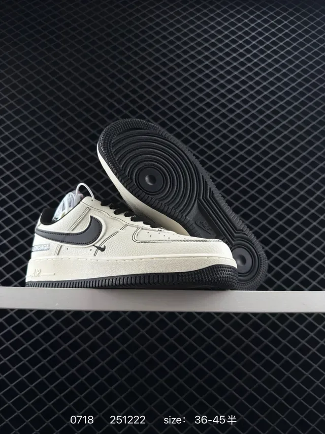 Nike Air Force 1 Balenciaga Collaboration Off-White and Black Lifestyle Sneakers 5