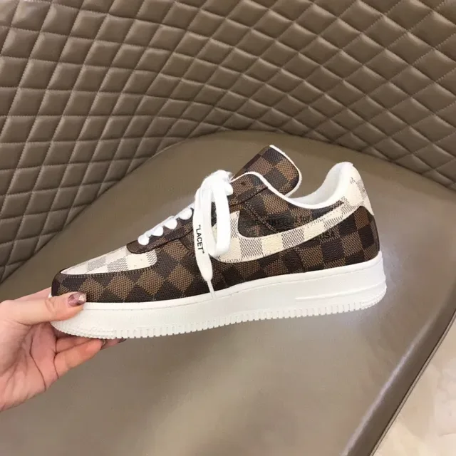 Nike Air Force 1 Checkerboard Brown Beige Lifestyle Sneakers 3