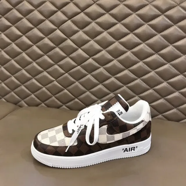 Nike Air Force 1 Checkerboard Brown Beige Lifestyle Sneakers 5