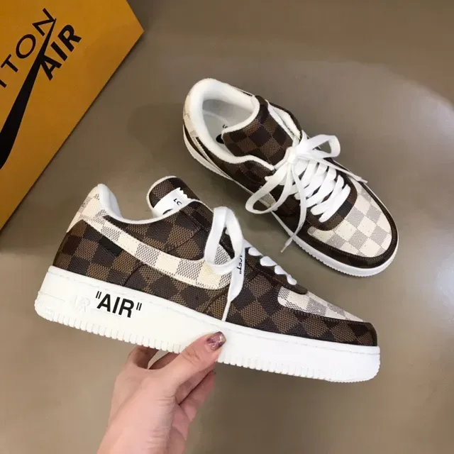 Nike Air Force 1 Checkerboard Brown Beige Lifestyle Sneakers 6