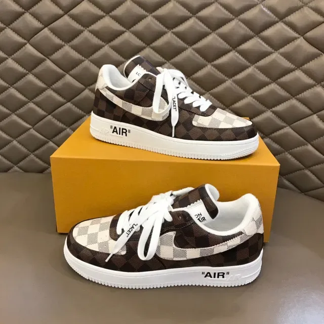 Nike Air Force 1 Checkerboard Brown Beige Lifestyle Sneakers 7