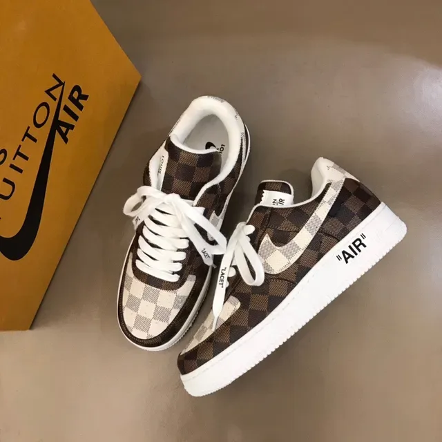 Nike Air Force 1 Checkerboard Brown Beige Lifestyle Sneakers 8