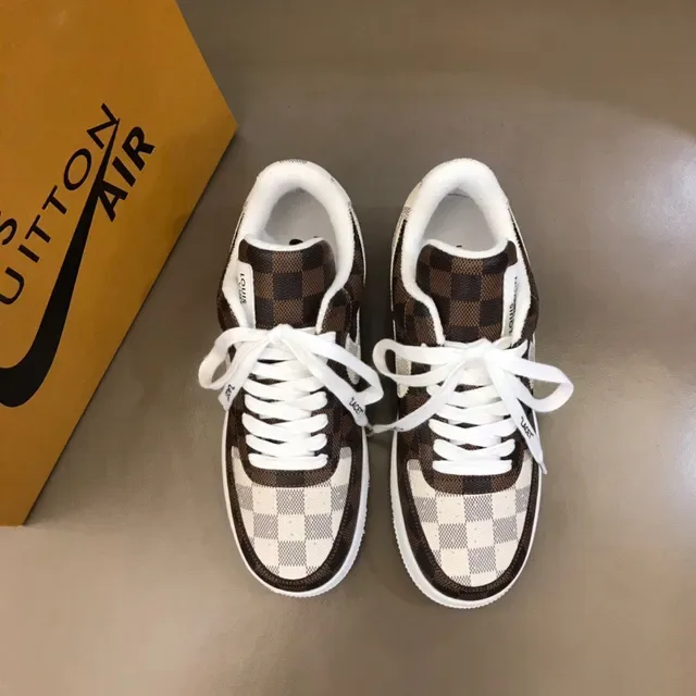 Nike Air Force 1 Checkerboard Brown Beige Lifestyle Sneakers 9