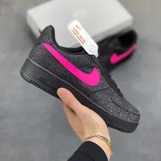 Nike Air Force 1 Glitter Black Pink Lifestyle Sneakers