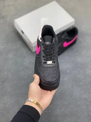 Nike Air Force 1 Glitter Black Pink Lifestyle Sneakers 2