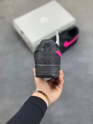 Nike Air Force 1 Glitter Black Pink Lifestyle Sneakers 4