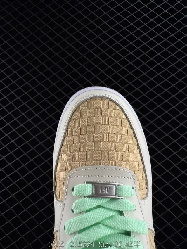 Nike Air Force 1 Low Beige Olive Green Woven Lifestyle Sneakers 3