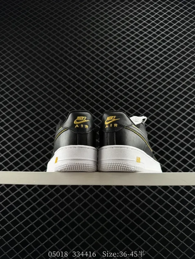 Nike Air Force 1 Low White Black Gold Lifestyle Sneakers 2
