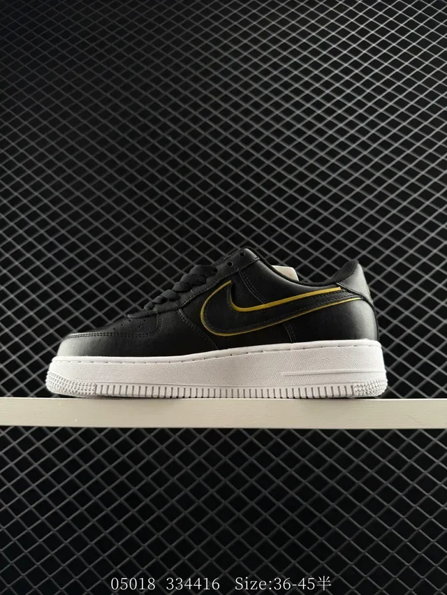 Nike Air Force 1 Low White Black Gold Lifestyle Sneakers 4
