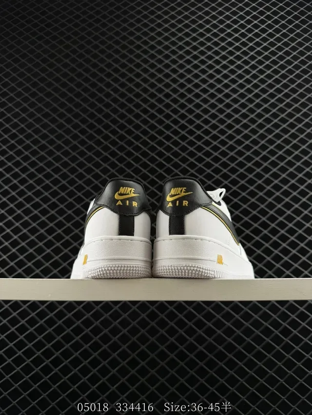 Nike Air Force 1 Low White Black Gold Lifestyle Sneakers 6
