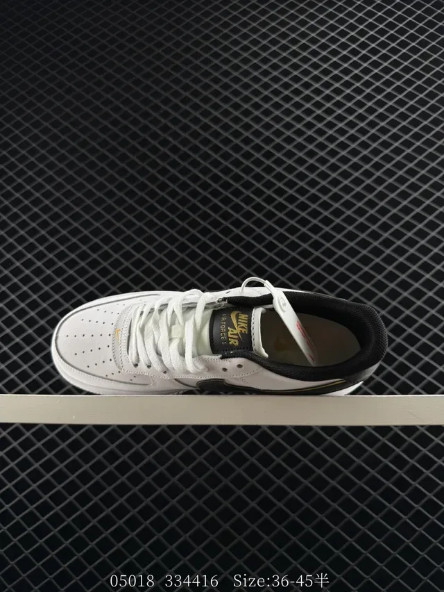 Nike Air Force 1 Low White Black Gold Lifestyle Sneakers 7
