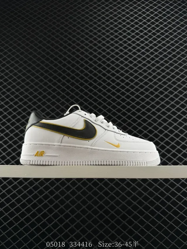 Nike Air Force 1 Low White Black Gold Lifestyle Sneakers 9