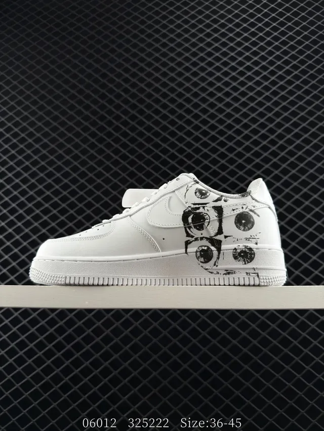 Nike Air Force 1 Low White Black Graffiti Lifestyle Sneakers 5