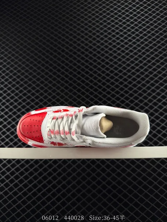 Nike Air Force 1 Low White Red Paint-Splatter Lifestyle Sneakers 4