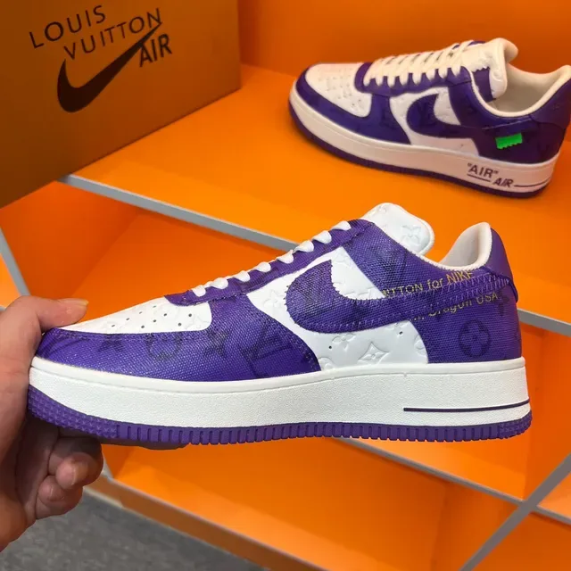 Nike Air Force 1 Purple and White Monogram Lifestyle Sneakers 3