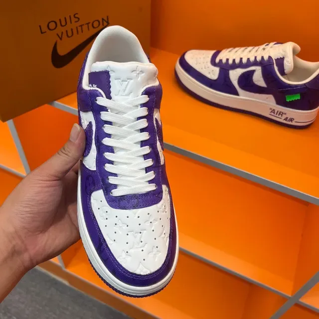 Nike Air Force 1 Purple and White Monogram Lifestyle Sneakers 4