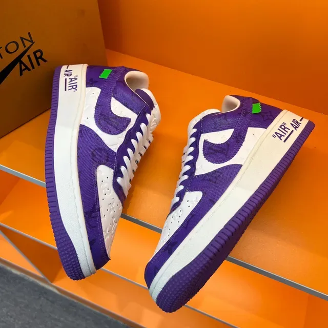 Nike Air Force 1 Purple and White Monogram Lifestyle Sneakers 6