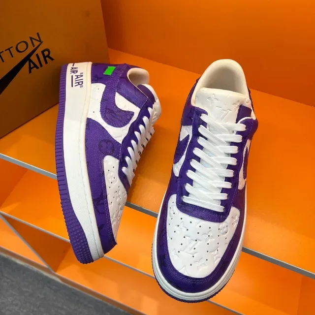 Nike Air Force 1 Purple and White Monogram Lifestyle Sneakers 7