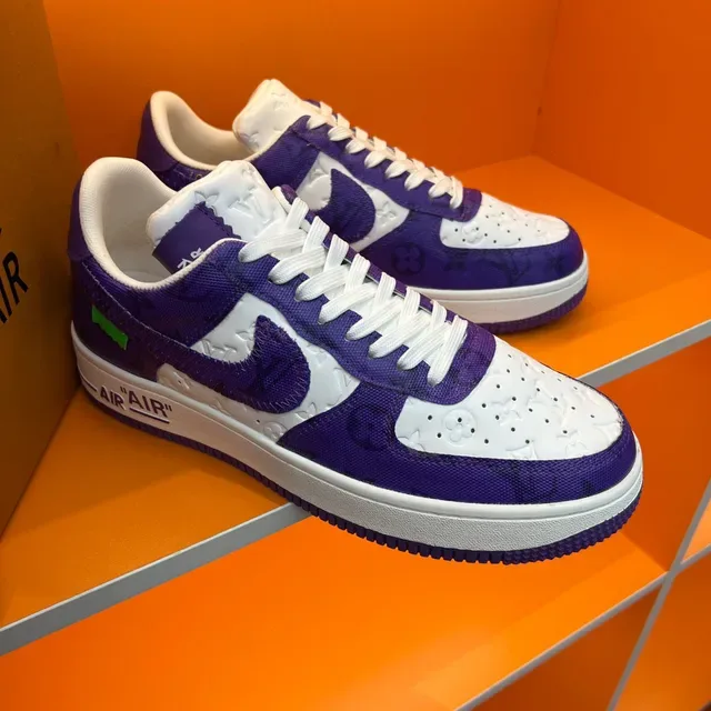 Nike Air Force 1 Purple and White Monogram Lifestyle Sneakers 8