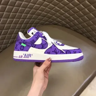 Nike Air Force 1 Purple Monogram Print Lifestyle Sneakers