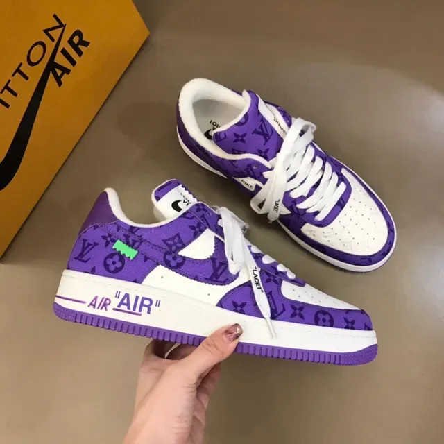 Nike Air Force 1 Purple Monogram Print Lifestyle Sneakers 2