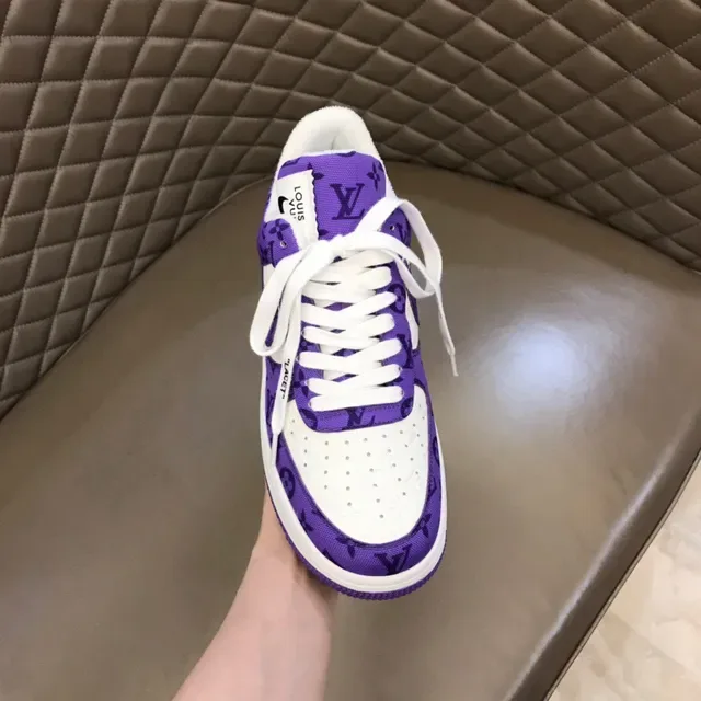 Nike Air Force 1 Purple Monogram Print Lifestyle Sneakers 5