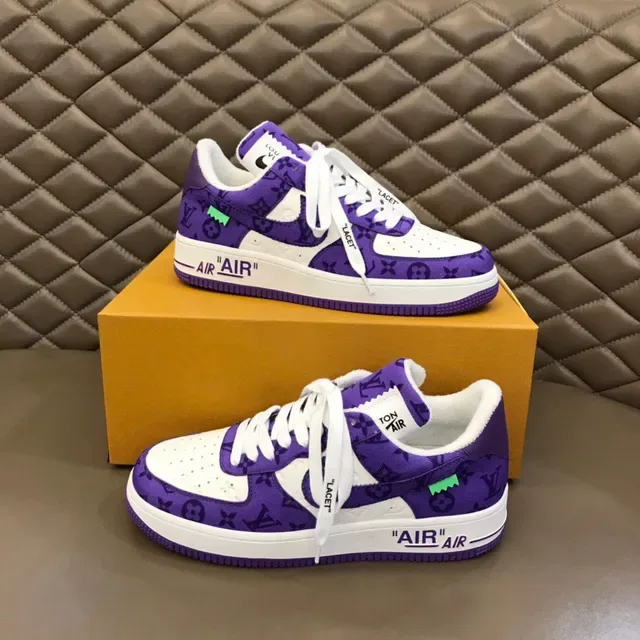 Nike Air Force 1 Purple Monogram Print Lifestyle Sneakers 7