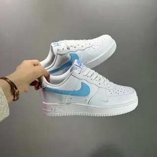 Nike Air Force 1 White and Light Blue Lifestyle Sneakers