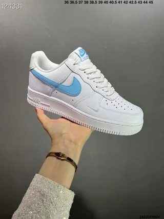 Nike Air Force 1 White and Light Blue Lifestyle Sneakers 4