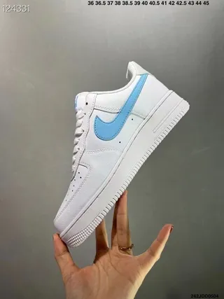 Nike Air Force 1 White and Light Blue Lifestyle Sneakers 5