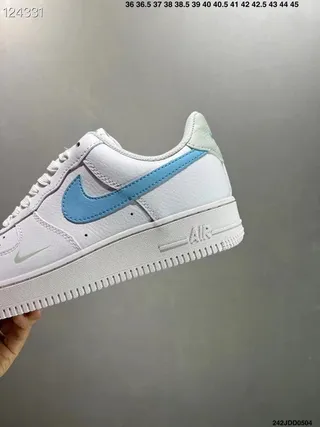 Nike Air Force 1 White and Light Blue Lifestyle Sneakers 7