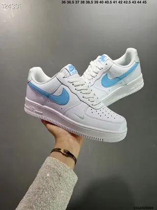 Nike Air Force 1 White and Light Blue Lifestyle Sneakers 9