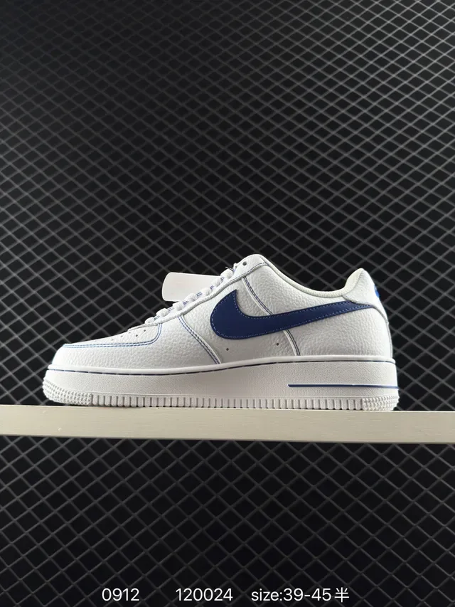 Nike Air Force 1 White and Navy Blue Lifestyle Sneakers 2