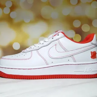 Nike Air Force 1 White and Red Contrast-Stitched Lifestyle Sneakers