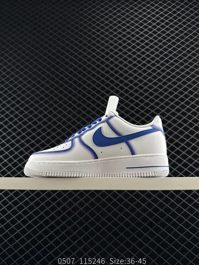 Nike Air Force 1 White and Royal Blue Lifestyle Sneakers 6