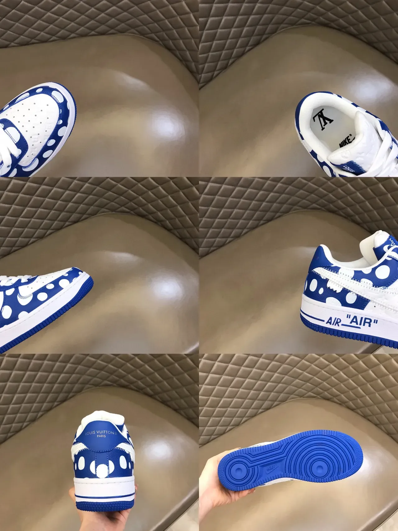 Nike Air Force 1 White and Royal Blue Polka-Dot Lifestyle Sneakers 2