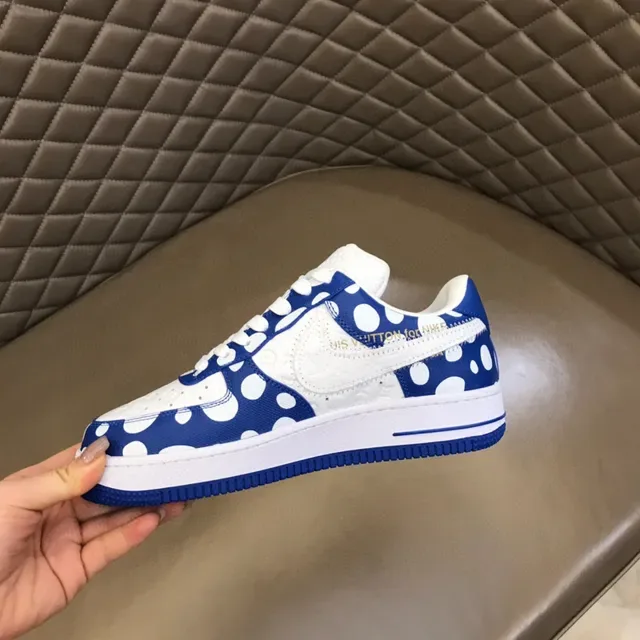 Nike Air Force 1 White and Royal Blue Polka-Dot Lifestyle Sneakers 3