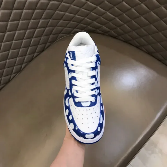 Nike Air Force 1 White and Royal Blue Polka-Dot Lifestyle Sneakers 4