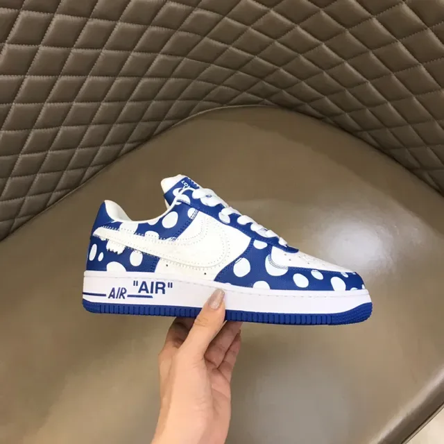 Nike Air Force 1 White and Royal Blue Polka-Dot Lifestyle Sneakers 5