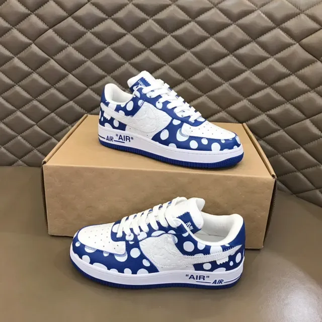 Nike Air Force 1 White and Royal Blue Polka-Dot Lifestyle Sneakers 7