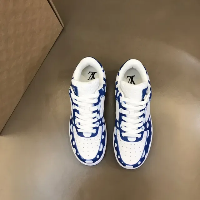 Nike Air Force 1 White and Royal Blue Polka-Dot Lifestyle Sneakers 9