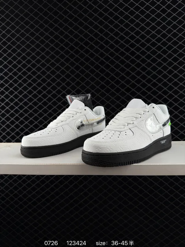 Nike Air Force 1 White Monogram Zipper Lifestyle Sneakers 2