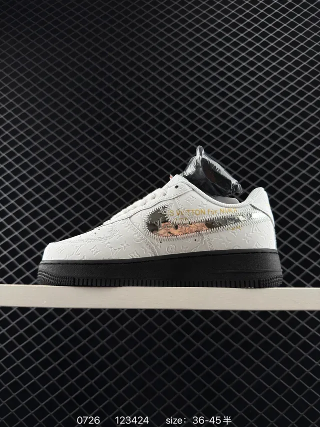 Nike Air Force 1 White Monogram Zipper Lifestyle Sneakers 4