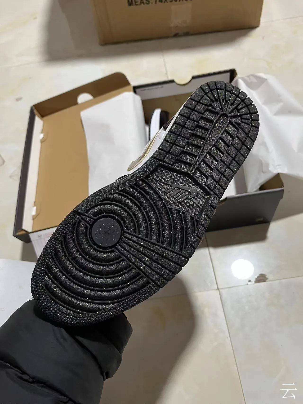 Nike Air Jordan 1 Black White Gold Patent Lifestyle Sneakers 6