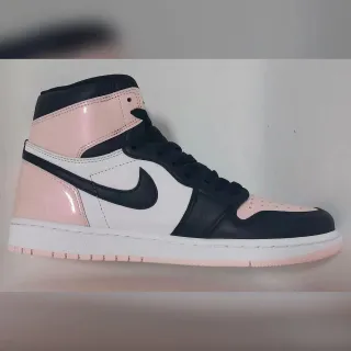 Nike Air Jordan 1 High Patent Pink Black White Basketball Shoes