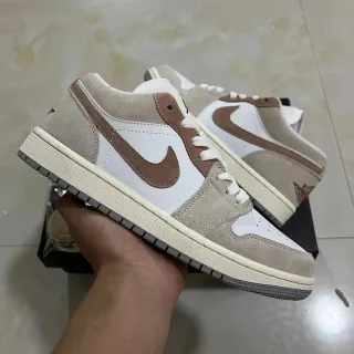 Nike Air Jordan 1 Low Beige and Brown Lifestyle Sneakers