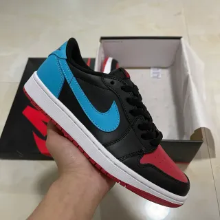 Nike Air Jordan 1 Low Black Cyan Red Lifestyle Sneakers